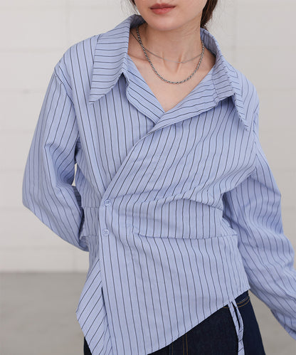 striped asymmetrical design shirt