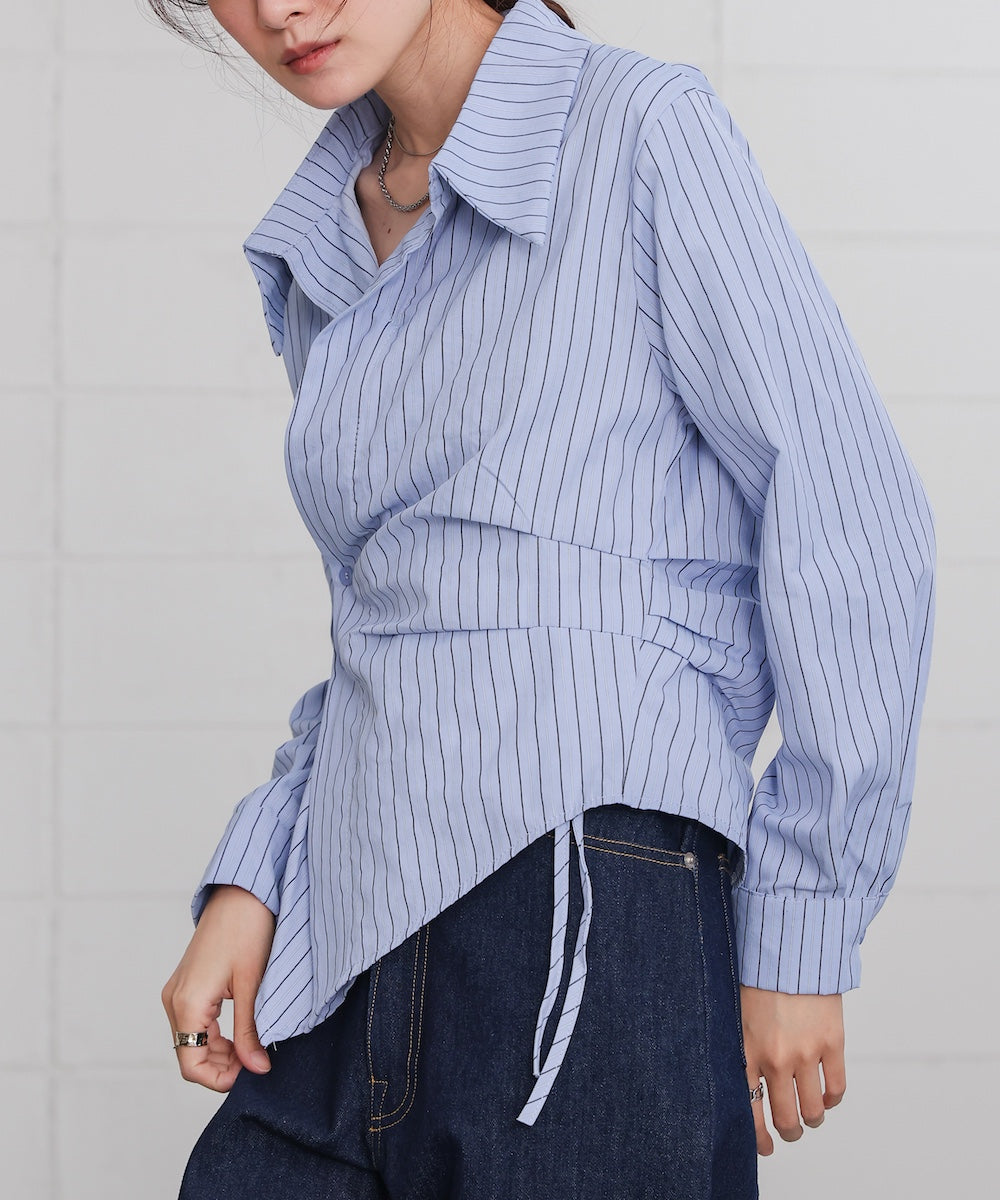 striped asymmetrical design shirt