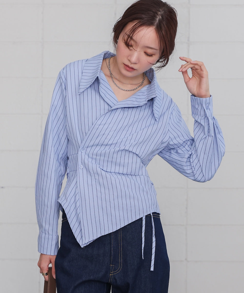 striped asymmetrical design shirt