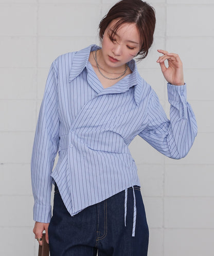 striped asymmetrical design shirt