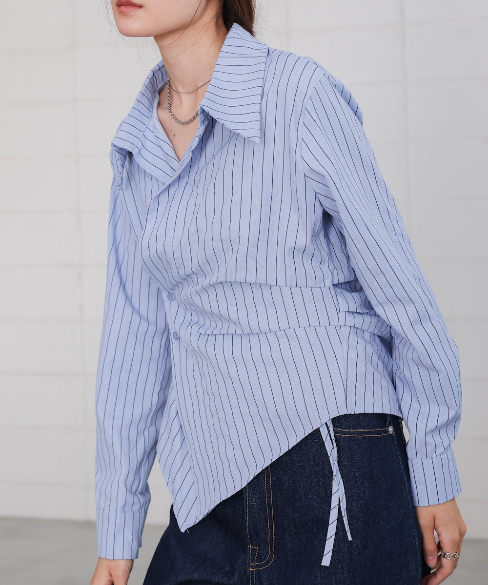 striped asymmetrical design shirt