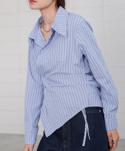 striped asymmetrical design shirt