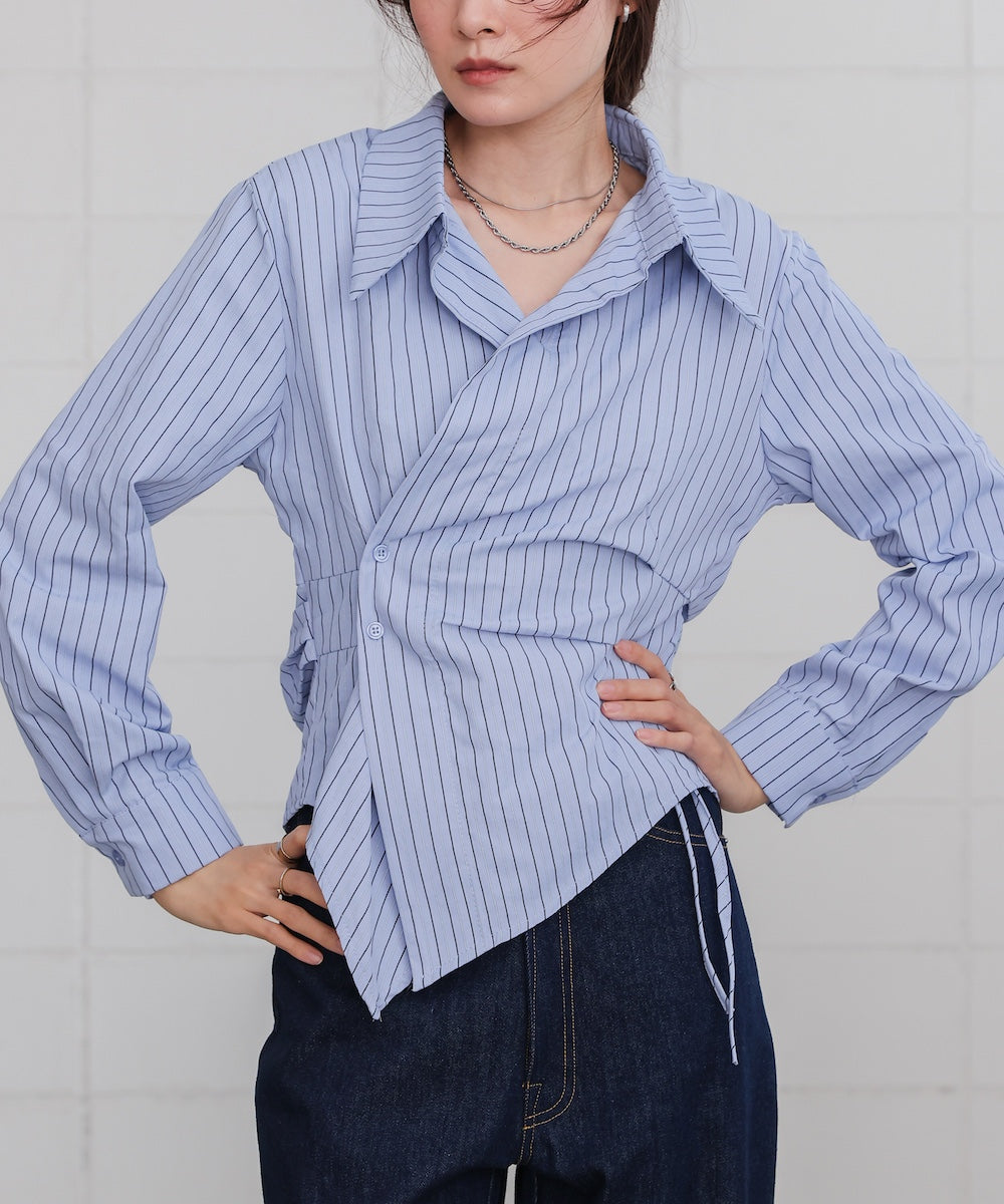 striped asymmetrical design shirt