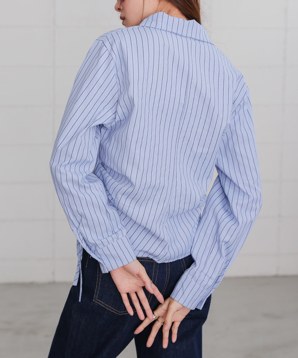 striped asymmetrical design shirt