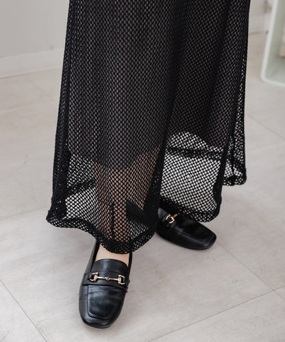 mesh flare skirt