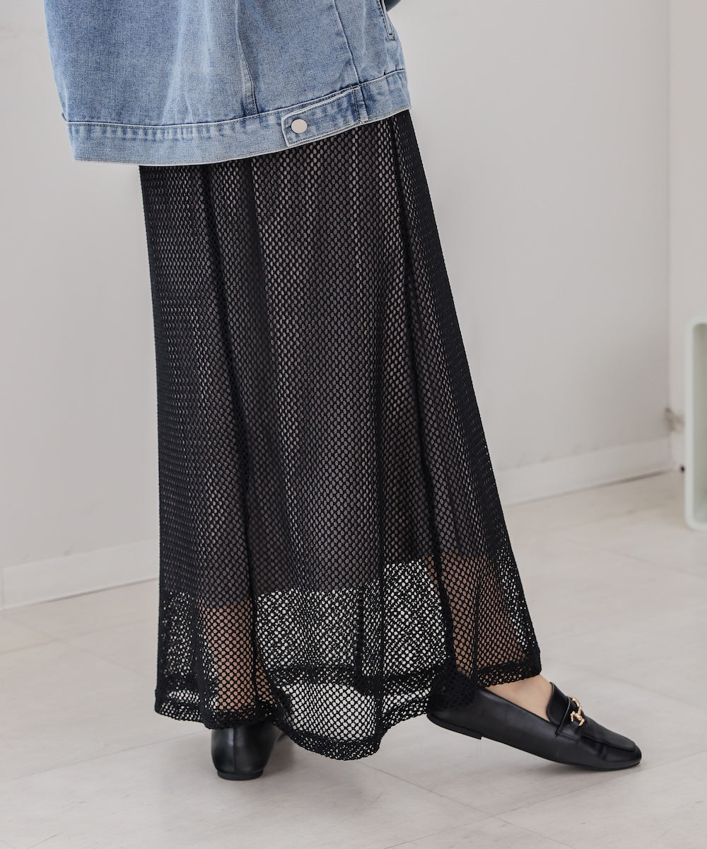 mesh flare skirt