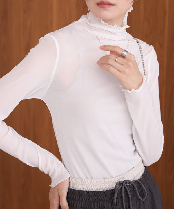 シアーハイネックメロートップス