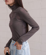 シアーハイネックメロートップス