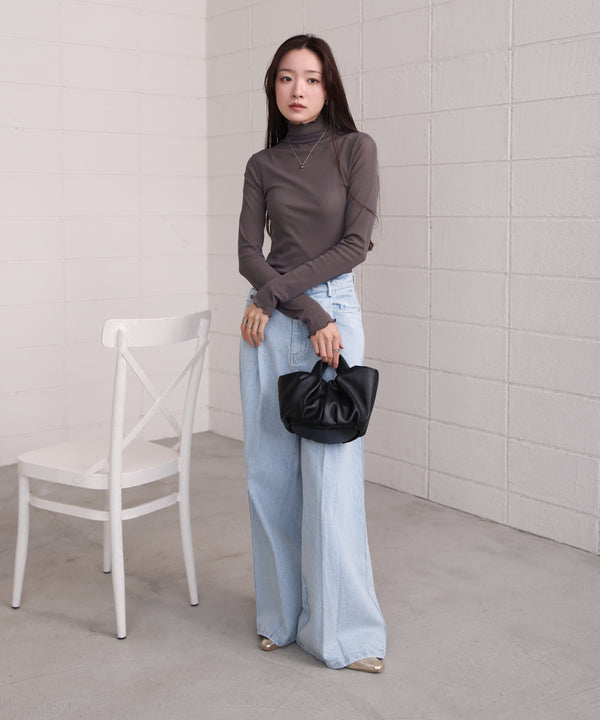 シアーハイネックメロートップス