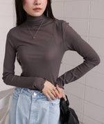 シアーハイネックメロートップス