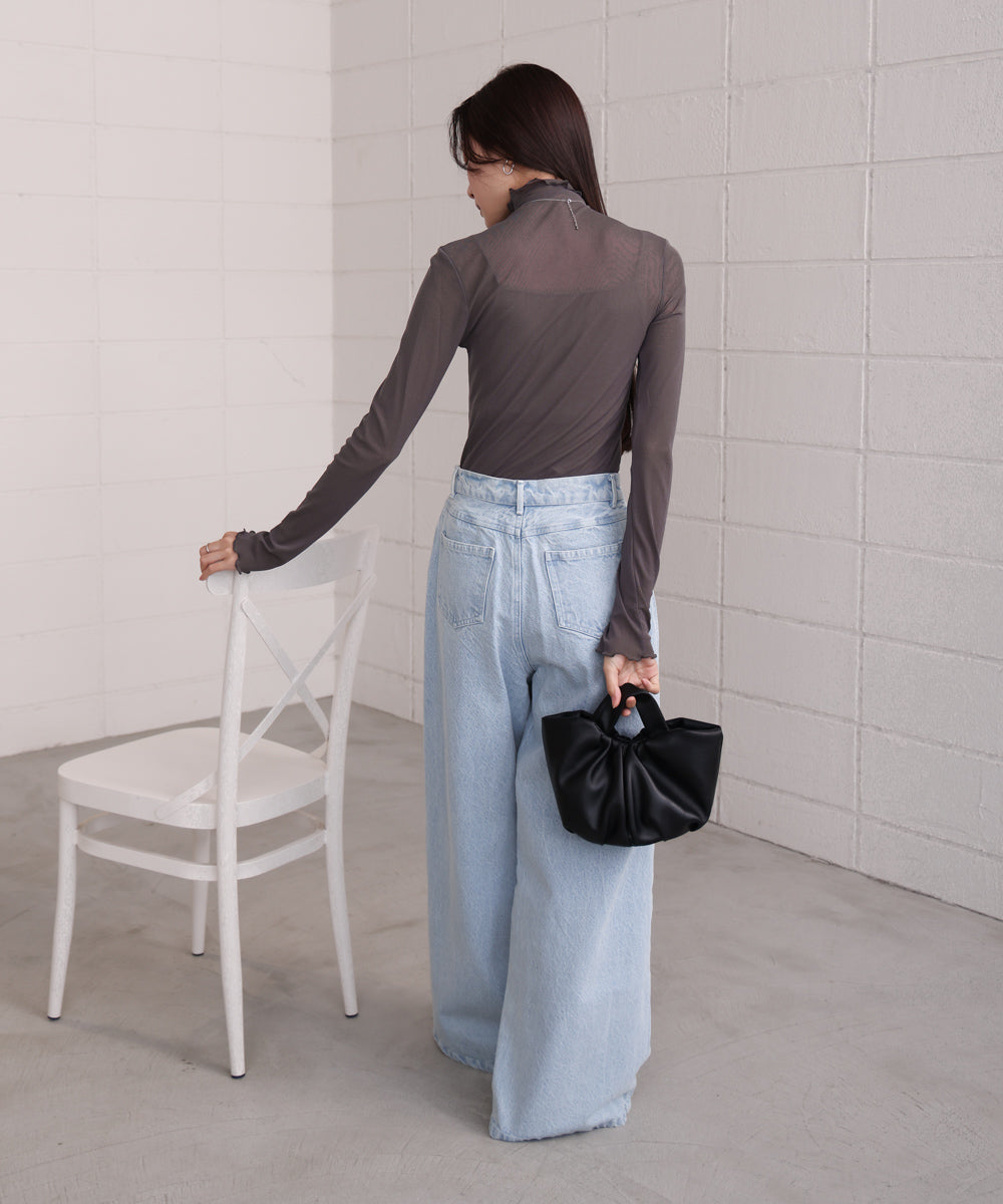 シアーハイネックメロートップス