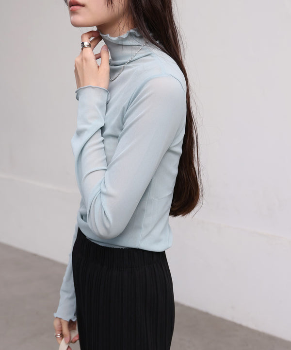 シアーハイネックメロートップス