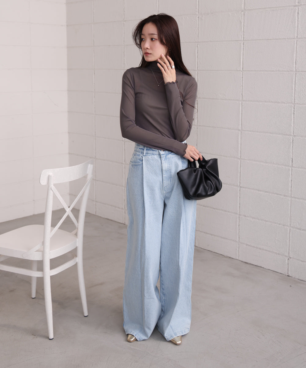 シアーハイネックメロートップス