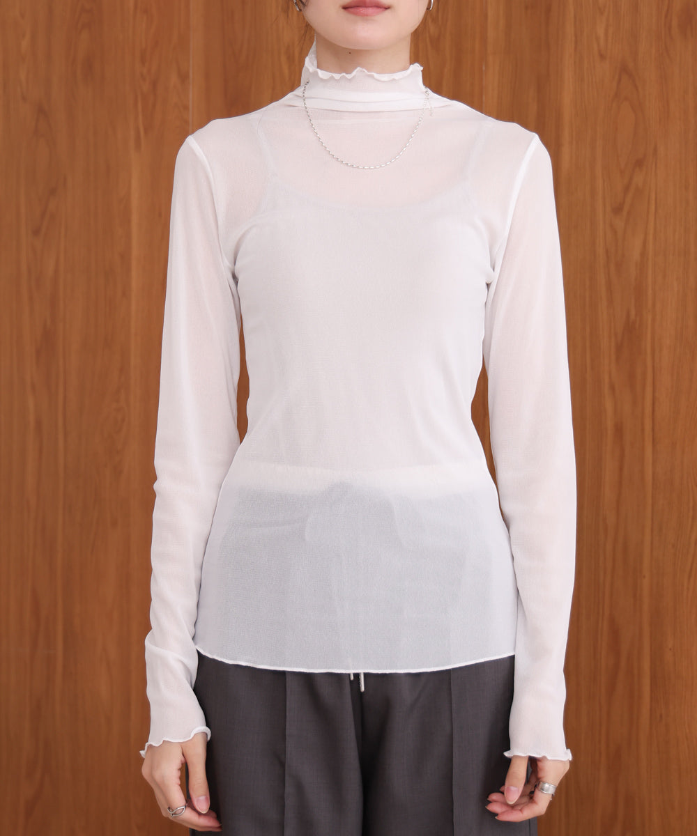 シアーハイネックメロートップス