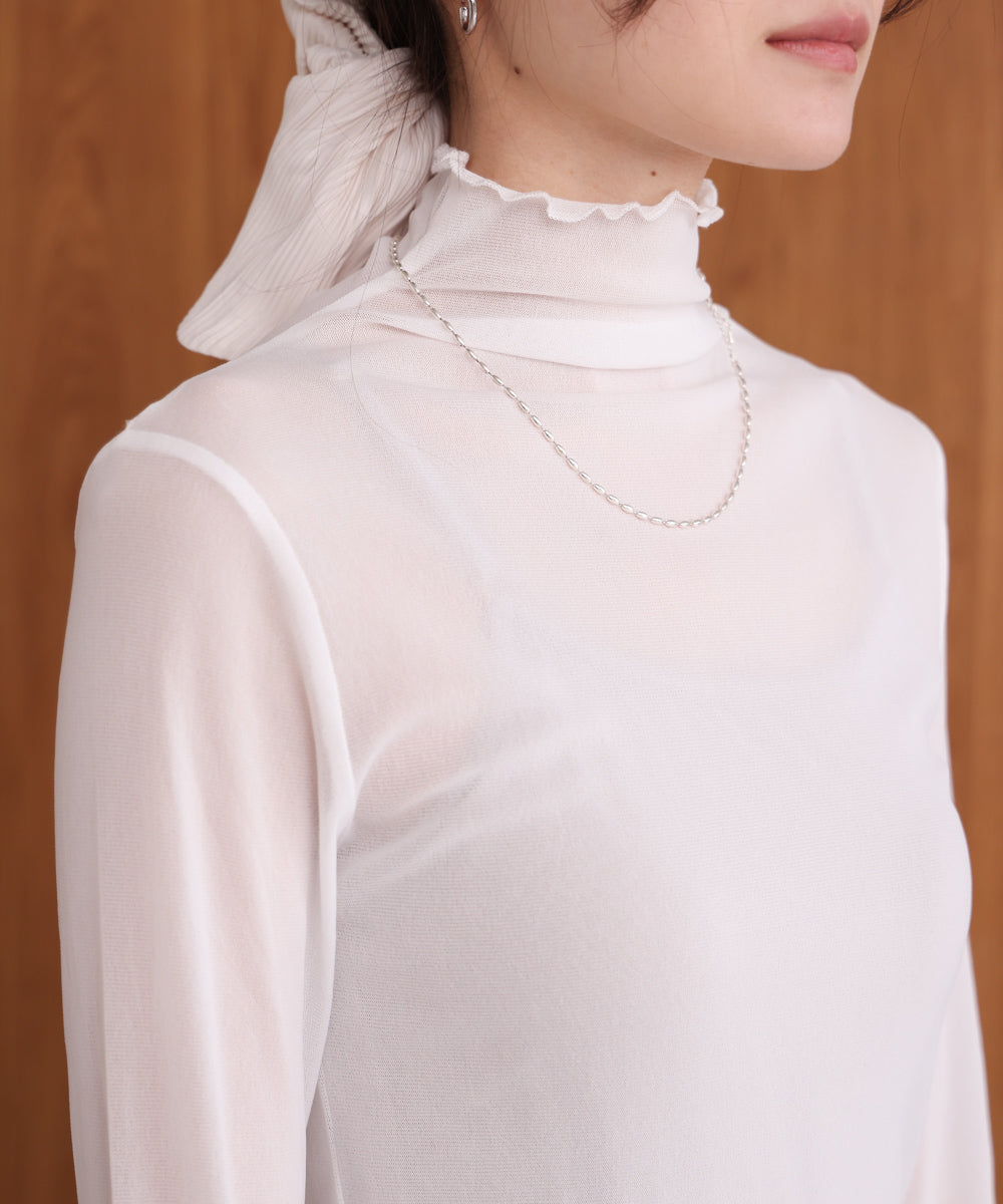 シアーハイネックメロートップス