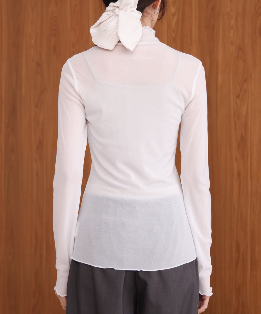 シアーハイネックメロートップス