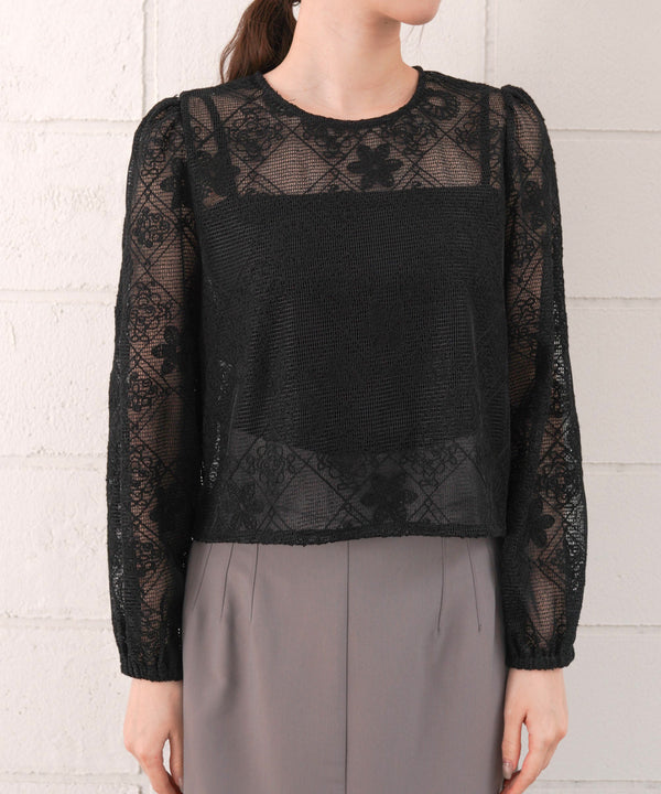 花柄レースブラウス