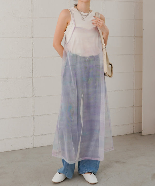 ニュアンス柄シアーキャミワンピース