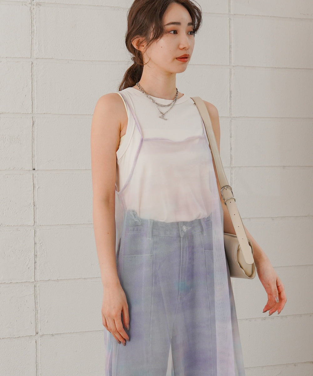 ニュアンス柄シアーキャミワンピース