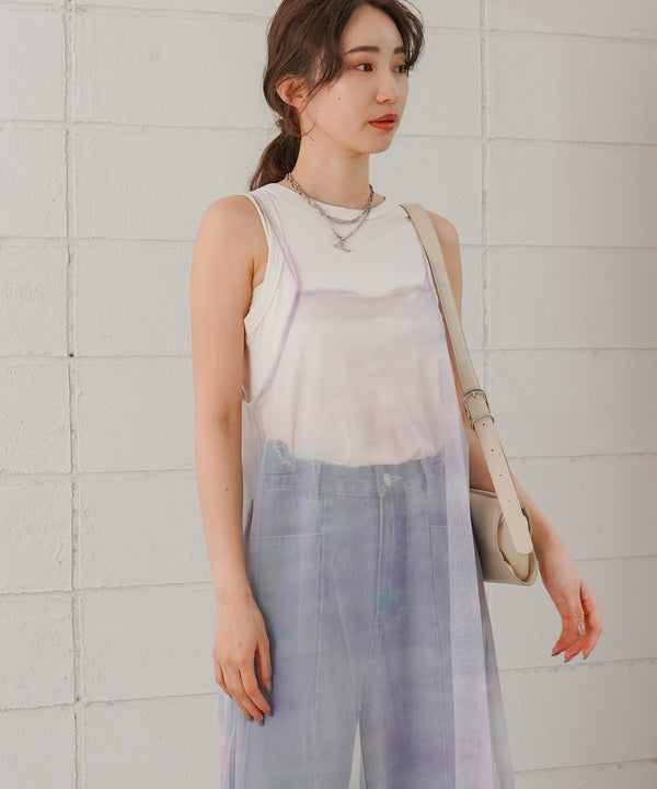 ニュアンス柄シアーキャミワンピース