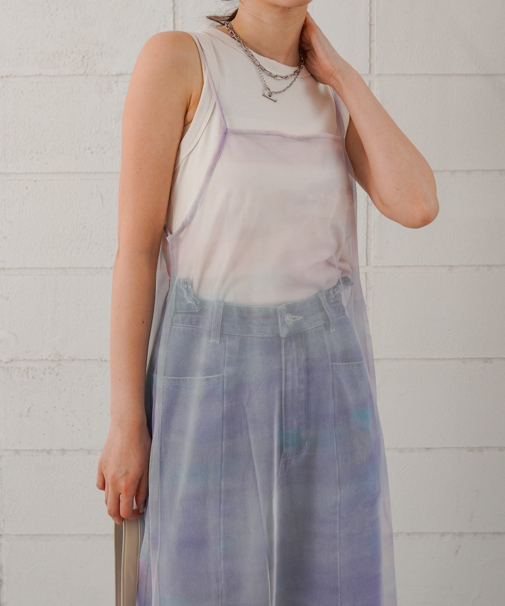 ニュアンス柄シアーキャミワンピース