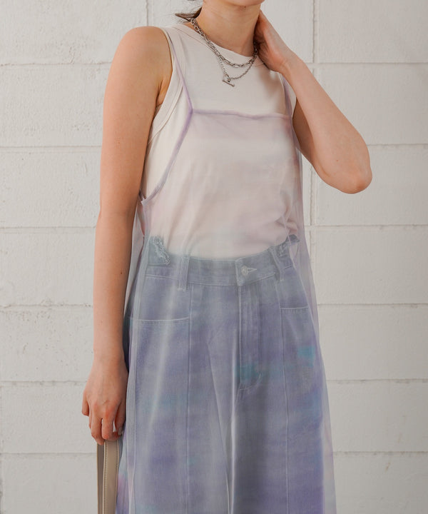 ニュアンス柄シアーキャミワンピース