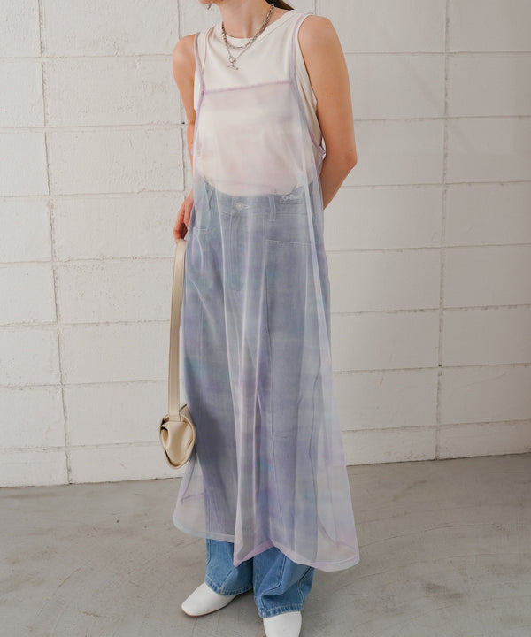 ニュアンス柄シアーキャミワンピース