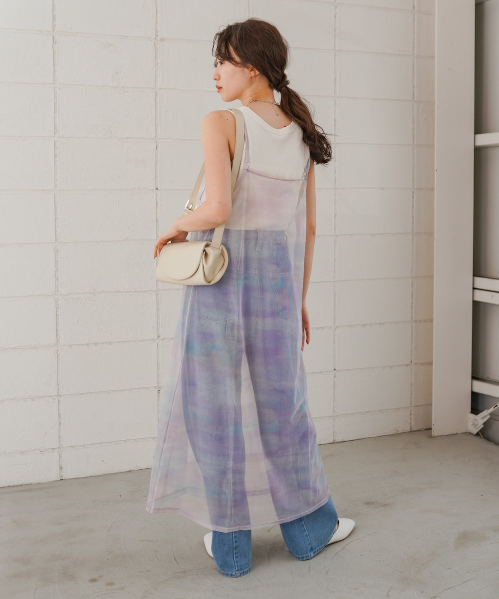 ニュアンス柄シアーキャミワンピース