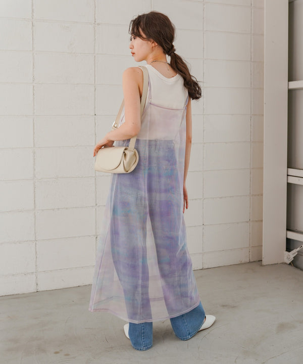 ニュアンス柄シアーキャミワンピース