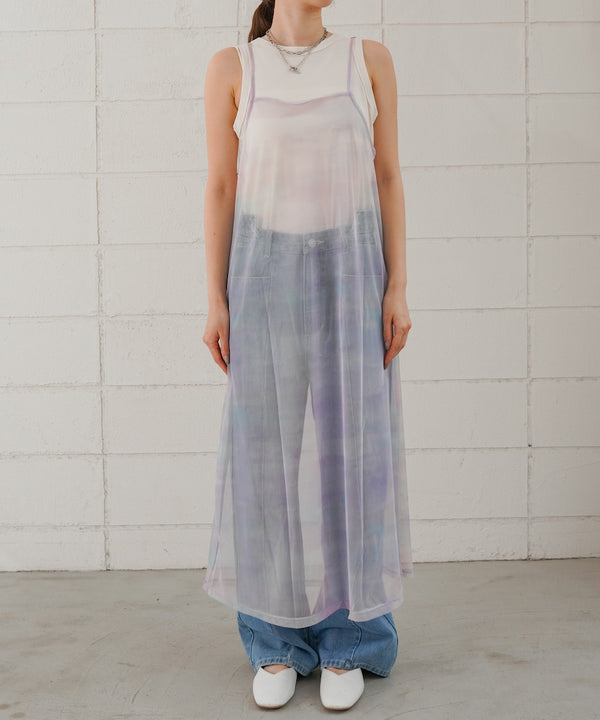 ニュアンス柄シアーキャミワンピース