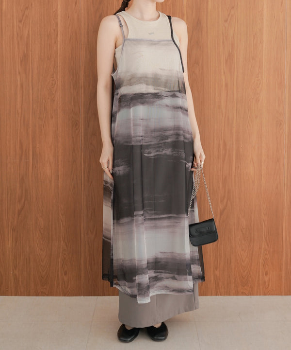 ニュアンス柄シアーキャミワンピース