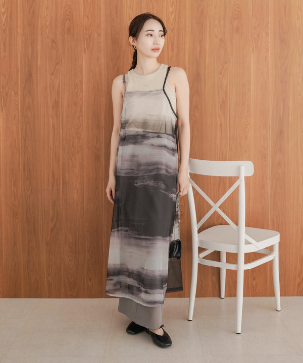 ニュアンス柄シアーキャミワンピース