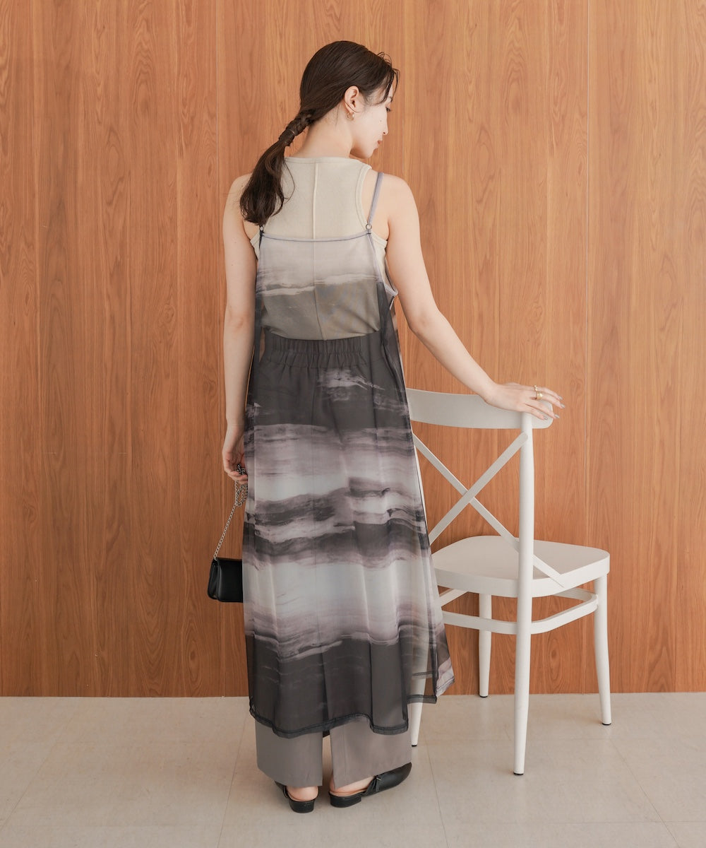 ニュアンス柄シアーキャミワンピース