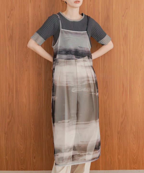 ニュアンス柄シアーキャミワンピース