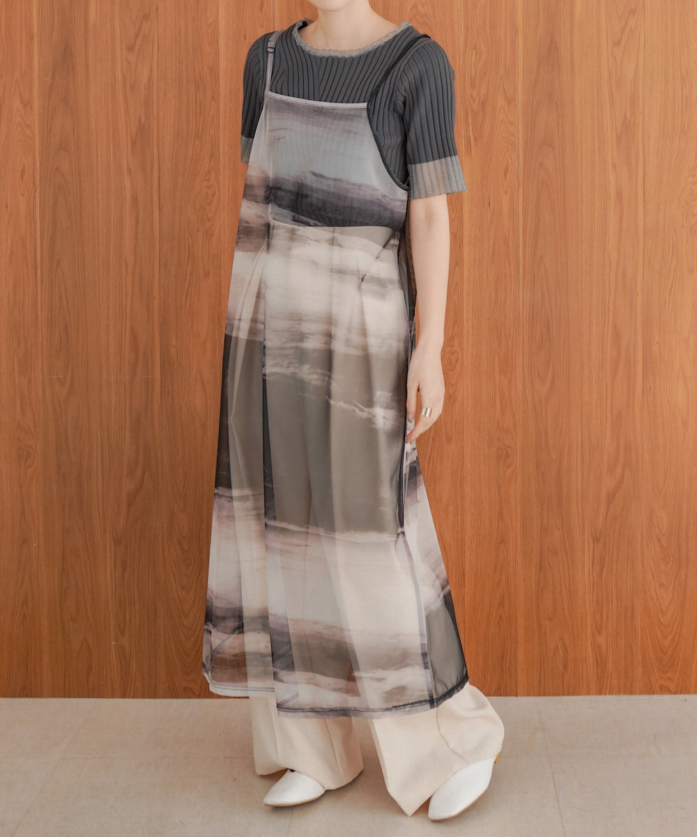 ニュアンス柄シアーキャミワンピース