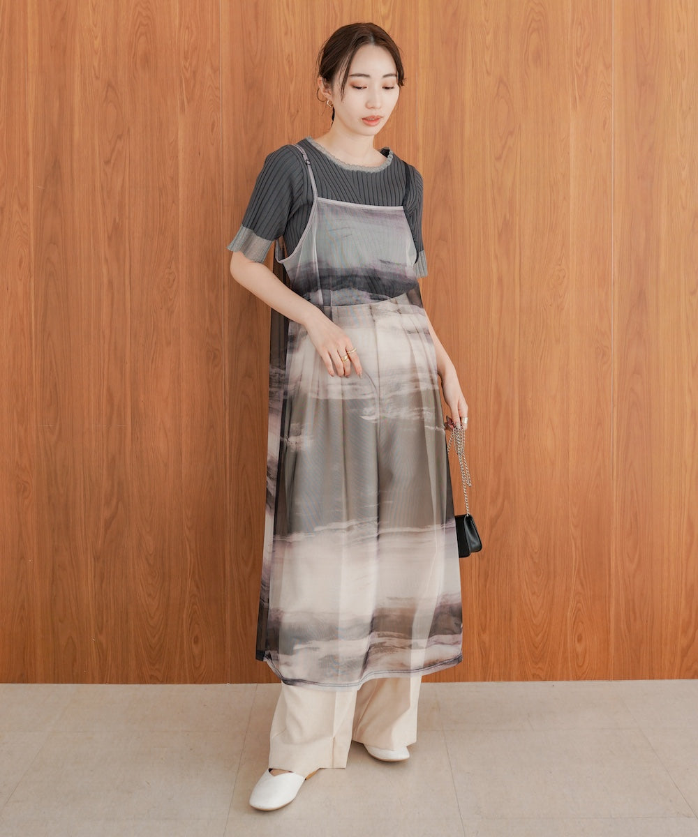 ニュアンス柄シアーキャミワンピース