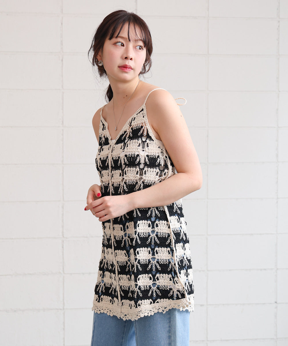 クロシェ編みミニワンピース