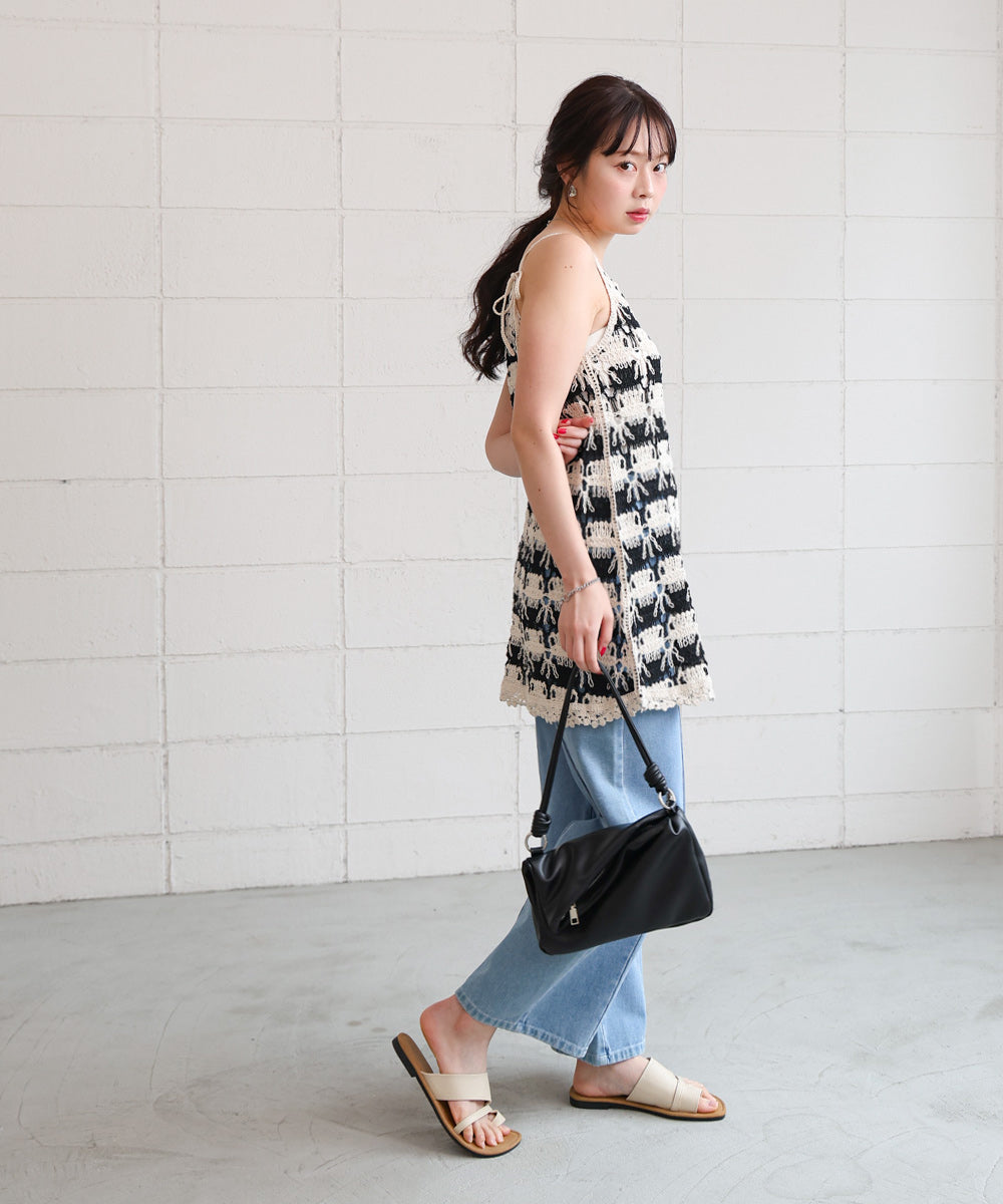 クロシェ編みミニワンピース