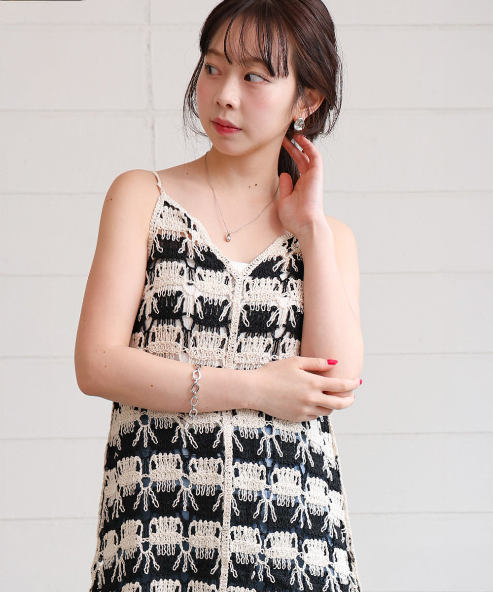 クロシェ編みミニワンピース