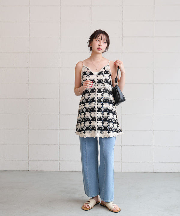 クロシェ編みミニワンピース