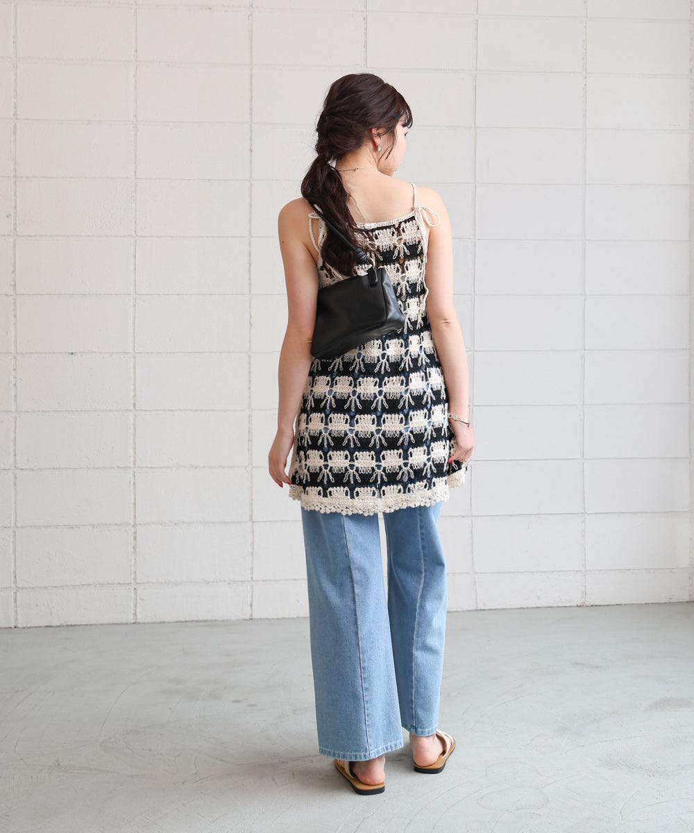 クロシェ編みミニワンピース