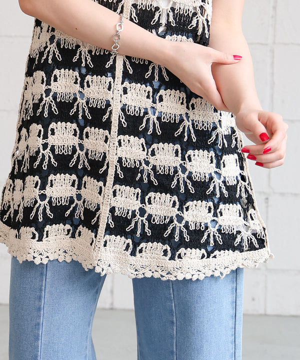 クロシェ編みミニワンピース