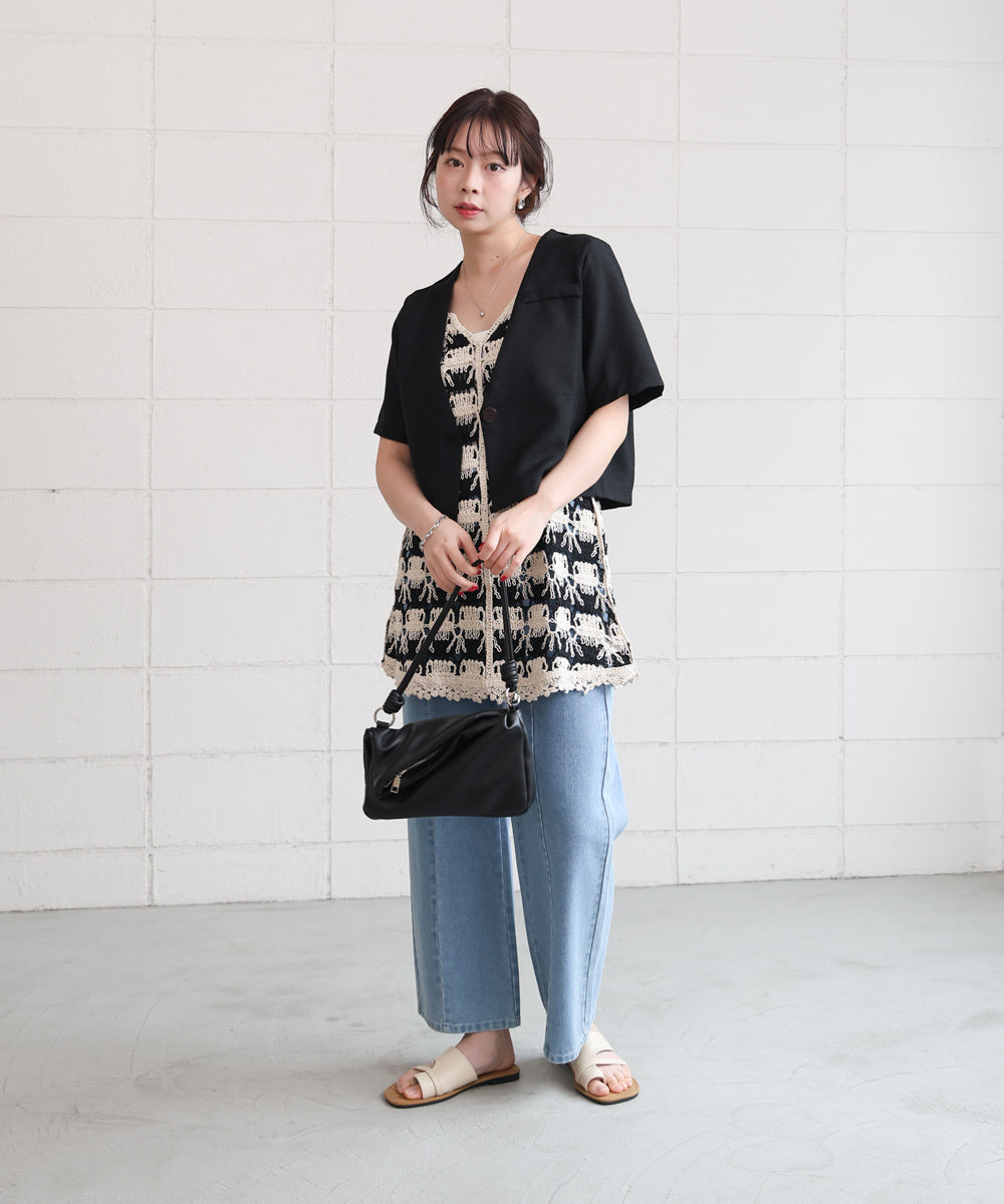 クロシェ編みミニワンピース