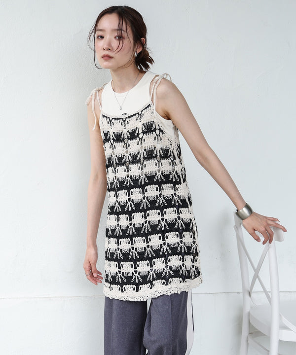 クロシェ編みミニワンピース