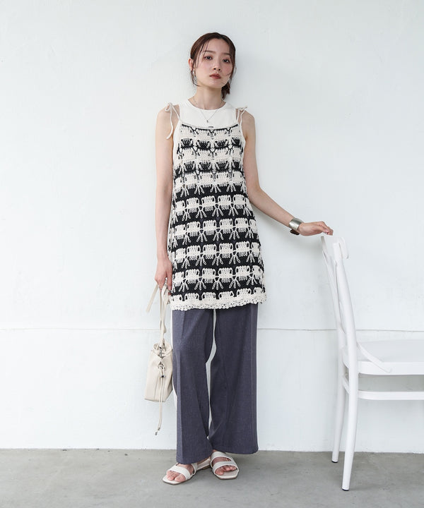 クロシェ編みミニワンピース