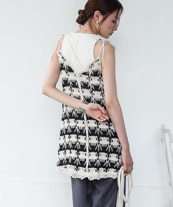 クロシェ編みミニワンピース