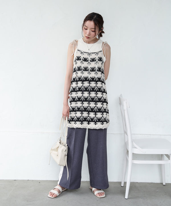 クロシェ編みミニワンピース