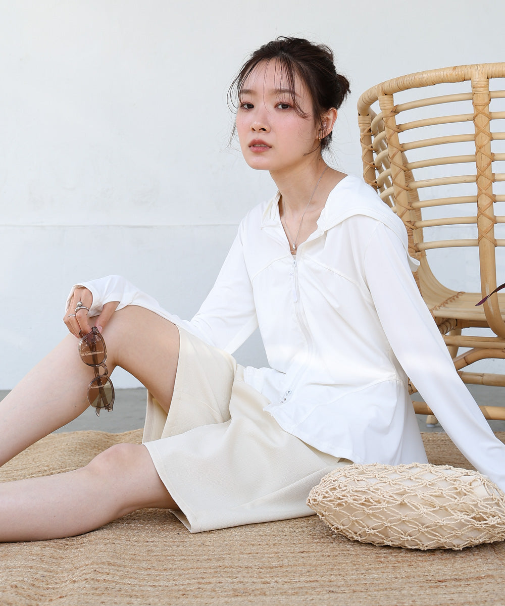 ペプラムダブルＺＩＰストレッチラッシュガードパーカー