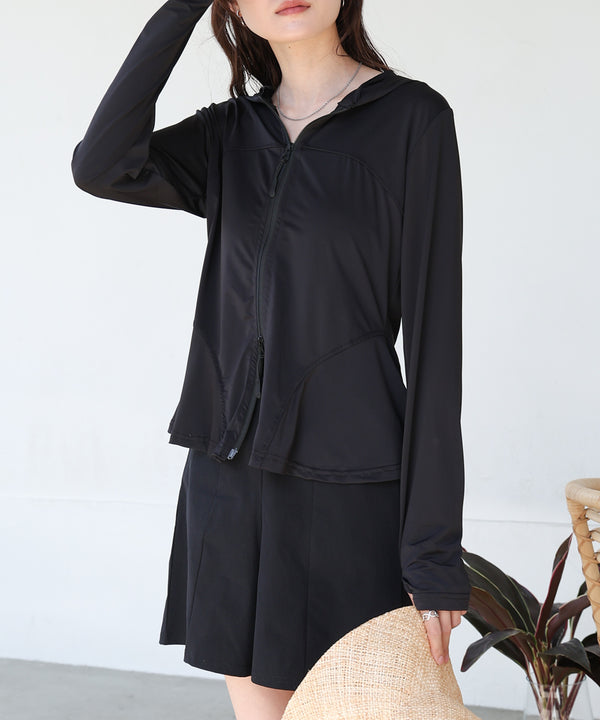 ペプラムダブルＺＩＰストレッチラッシュガードパーカー