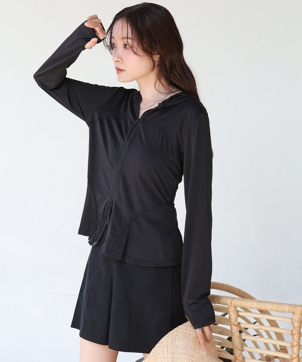ペプラムダブルＺＩＰストレッチラッシュガードパーカー